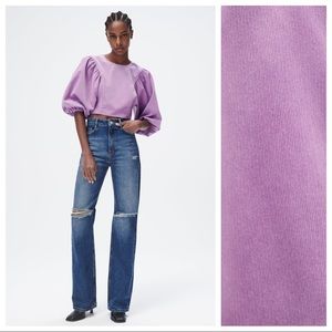 Zara Purple Puff Sleeve Blouse